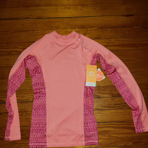 Rip Curl Pink and Peach Long Sleeve Swim Tee Rash Guard